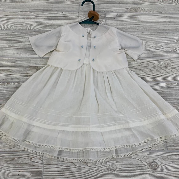 Bundle of 3 Vintage White Baby Girl Dresses with Small Drawstring Purse (HG) - Picture 4 of 10